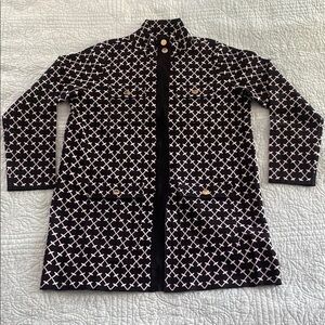 Anne Klein Black and White Patterned Cardigan Sweater